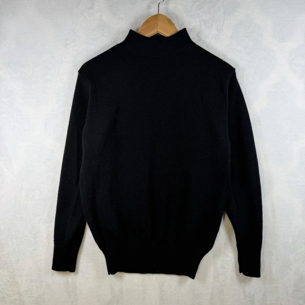 Vintage US Military Wool Mock Neck Sweater Mens Medium Navy Blue Gob Mechanic